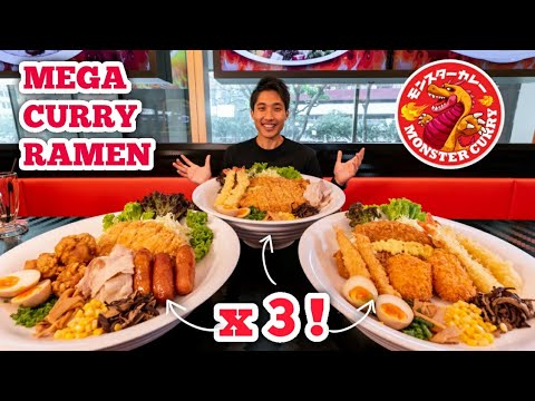 INSANE Monster Curry Ramen Challenge x 3!   RICH Japanese Curry Noodle Mukbang!