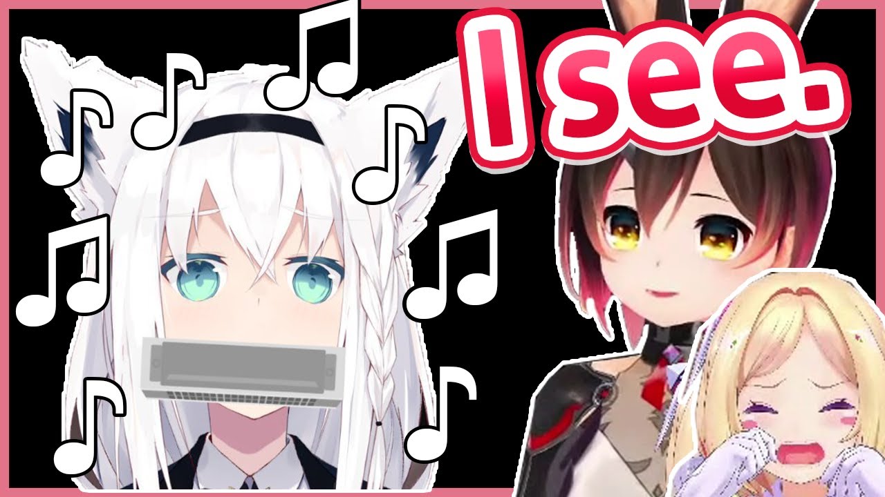 Roboco и AkiRose пытаются разобрать речь Фубуки на губной гармошке