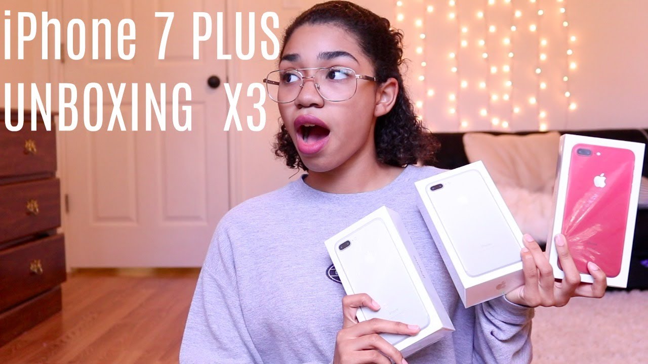 Silver & Red iPhone 7plus unboxing x3