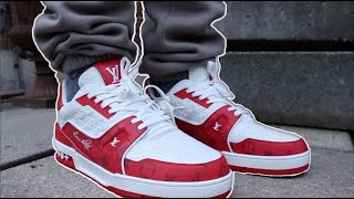 LV SNEAKERS 9.5 WHITE RED - bagnifiquethailand