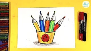 Рисуем ЦВЕТНЫЕ КАРАНДАШИ / урок рисования для детей