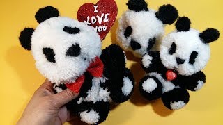 "DIY" 2º THow to Make a Panda Pompom - Tutorial ,Cuerpo de panda