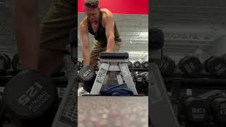 Doing some rows with the 125 pound dumbbells.