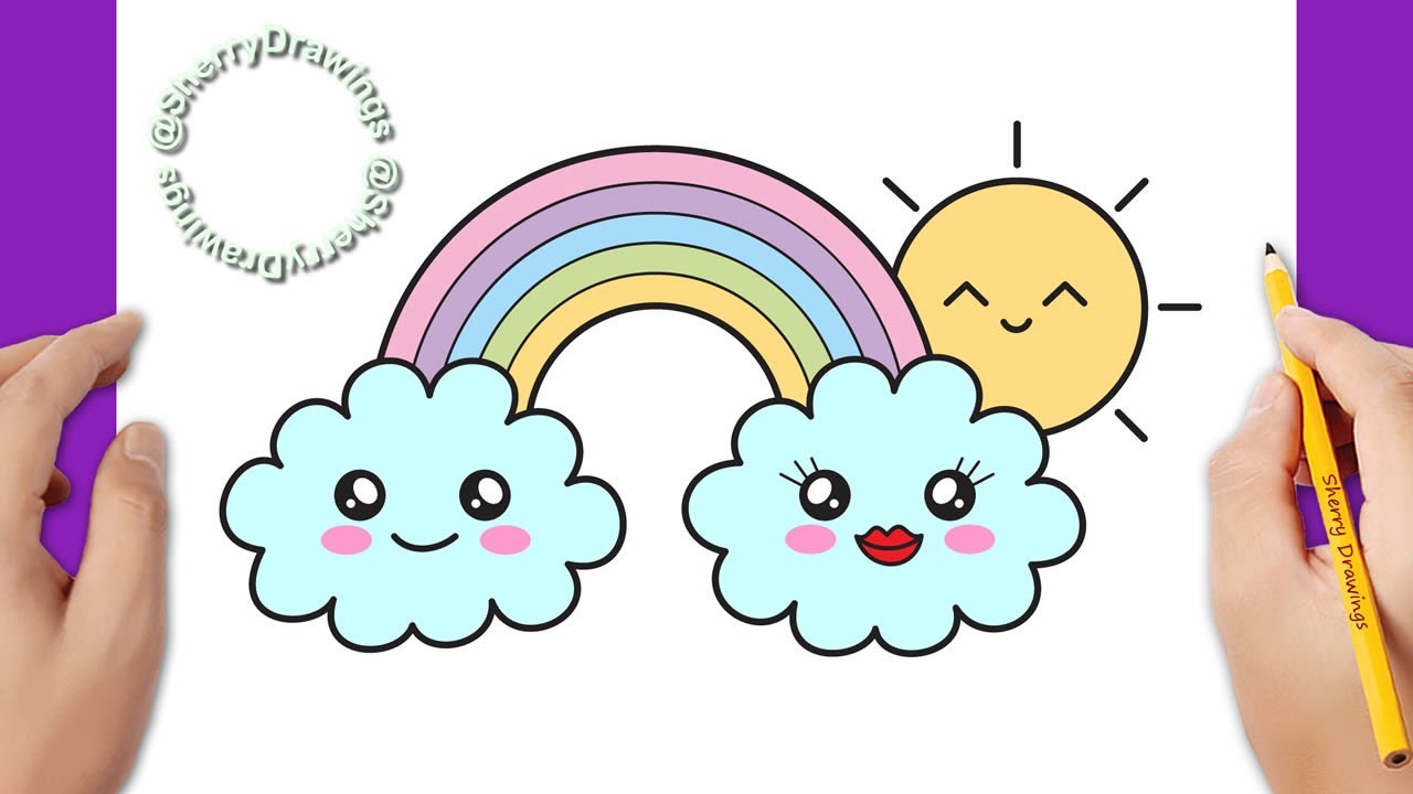 How to draw a rainbow kawaii easy - YouTube