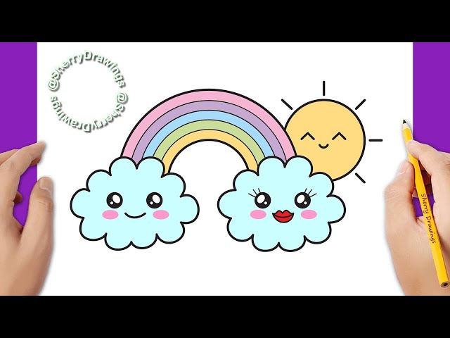 How to draw a rainbow kawaii easy - YouTube