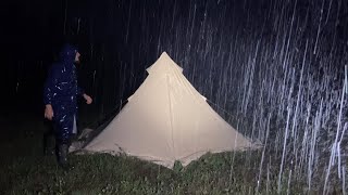 Mother Nature Uses All Her Powers  Camping In a Real Rain and Thunder Storm, Rain Camping