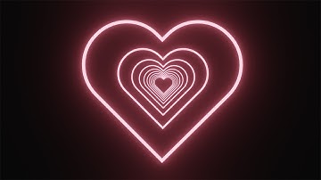 Light pink neon tunnel in the shape of a heart on a black background. Video Loop | 10 minutes