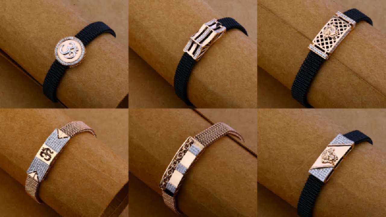 Latest Rose gold Leather Bracelet designs for Men with weight and