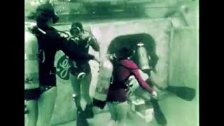 Vintage Scuba Diving Women Researchers Dive To Underwater Base 1970S