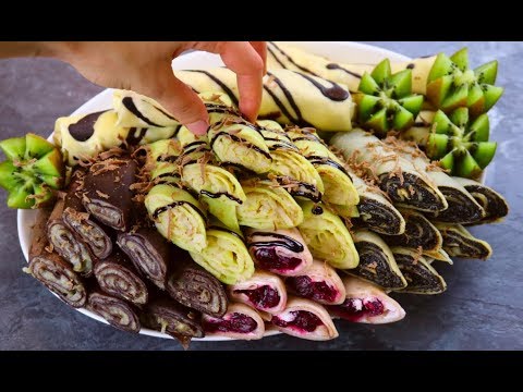 Видео рецепт Блинчики с фруктовой начинкой