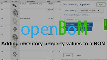 openBoM: How to add inventory Property values to a BOM