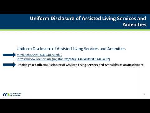 Assisted Living License: Uniform Disclosure of Assisted Living Services and Amenities