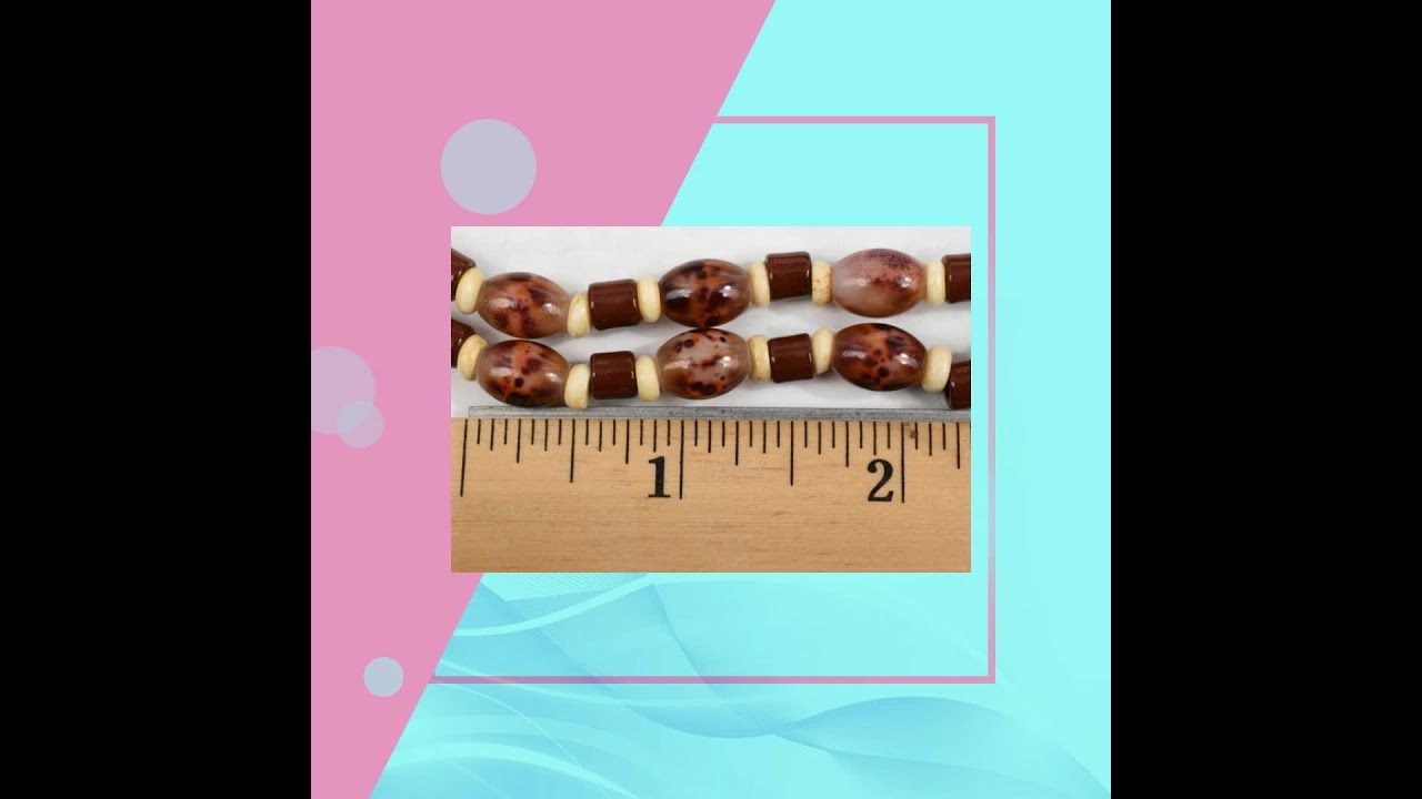 Silver Plated 22" Necklace w/ Art Glass & Bos Taurus Bone Spacers, Barrel Clasp