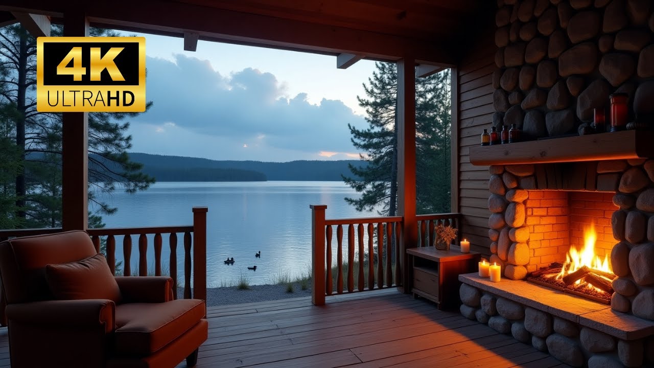 Lakeside Fire Sounds for Sleep | Quiet Cabin Ambience ASMR [3 Hours]