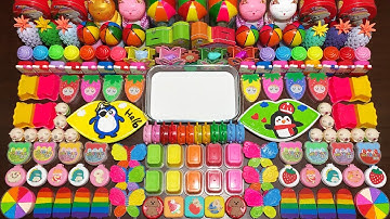 RELAXING WITH CLAY AND GLITTER ! Mixing Random Things Into GLOSSY Slime #3060