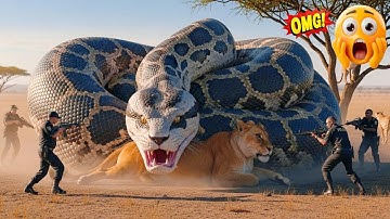 Brave Heroes Rescue Mother and Baby Lion from Giant Python