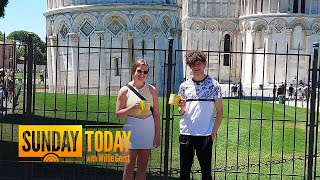 Viewers Pose For Sunday Mug Shots At The Leaning Tower Of Pisa