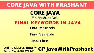 Java Tutorial | final Keyword in Java with Examples Hindi | GP Java With Prashant