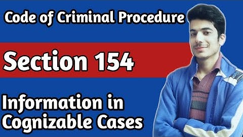 Section 154 | CrPC | Information in Cognizable Cases | In Hindi.