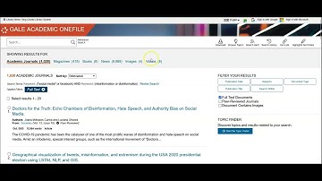 Gale Academic OneFile Advance Search Strategies: Introduction