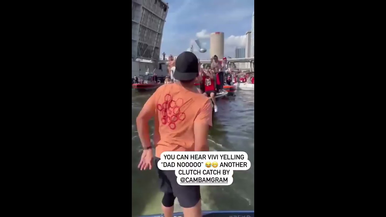 Tom Brady Tosses Lombardi Trophy From Boat To Tampa Bay 