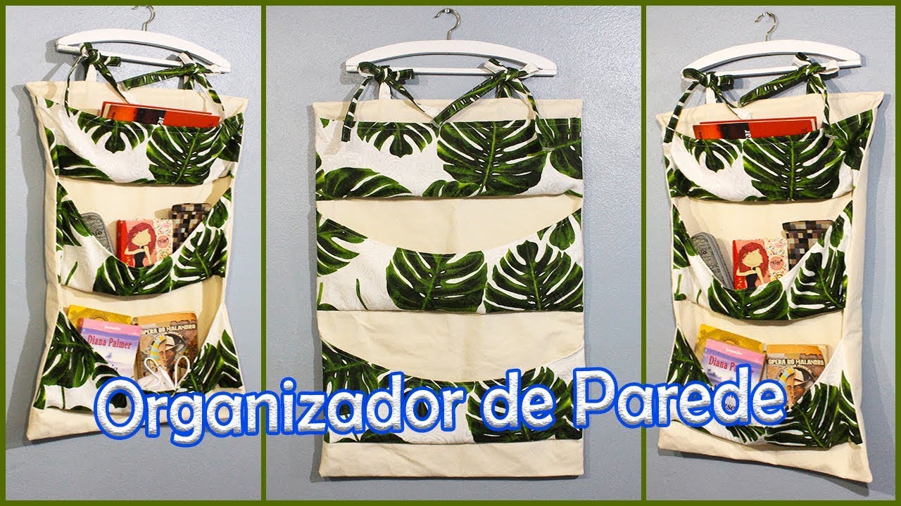 Organizador suspenso multiuso feito com tecido.