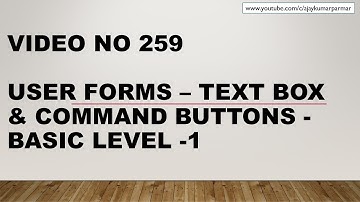 Learn Excel -Video 259- VBA- TextBox  Command button - Forms -Part1