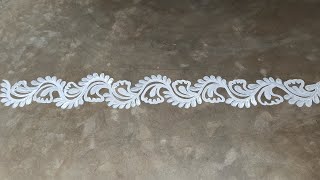 Easy border Alpona Design, Laxmi puja alpona, kolam design, muggulu design, rangoli