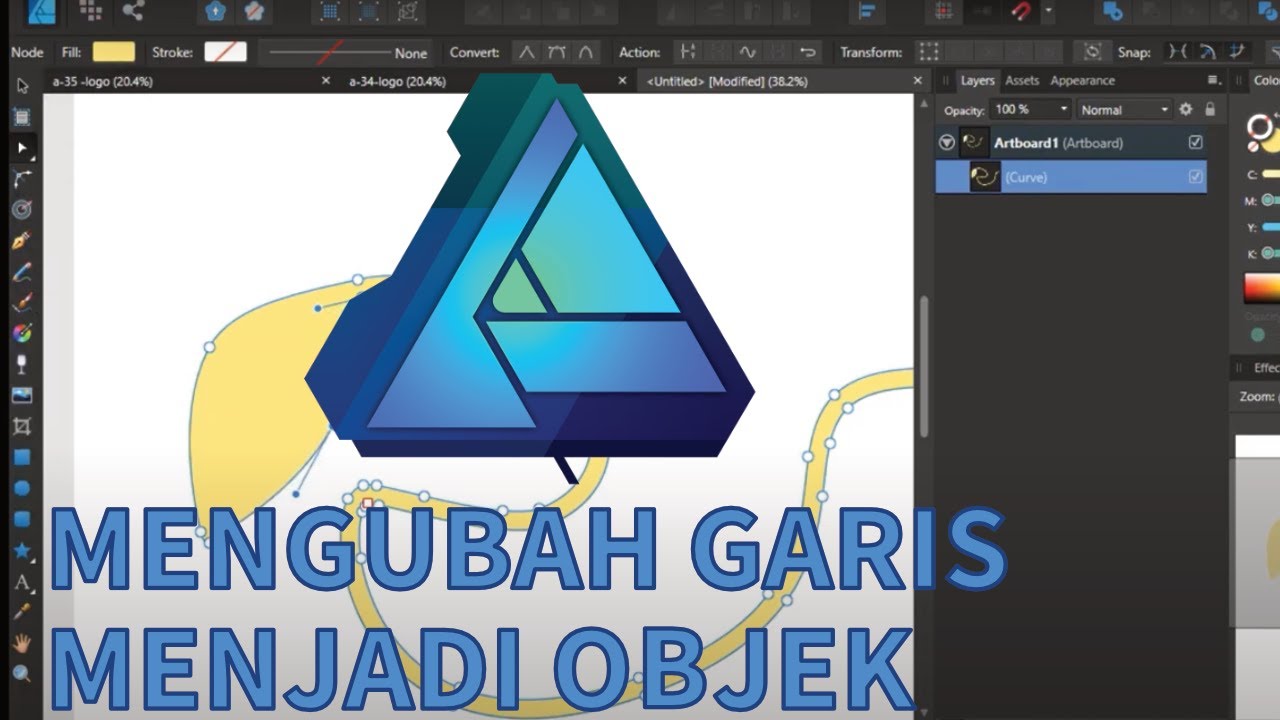 MENGUBAH GARIS MENJADI OBJEK _ DASAR AFFINITY DESIGNER - YouTube