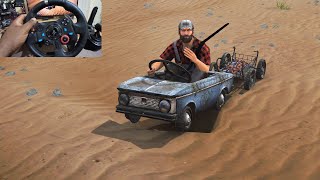 Moskvich pedal car Desert Off Road in Mudrunner 4K60 Logitech G29