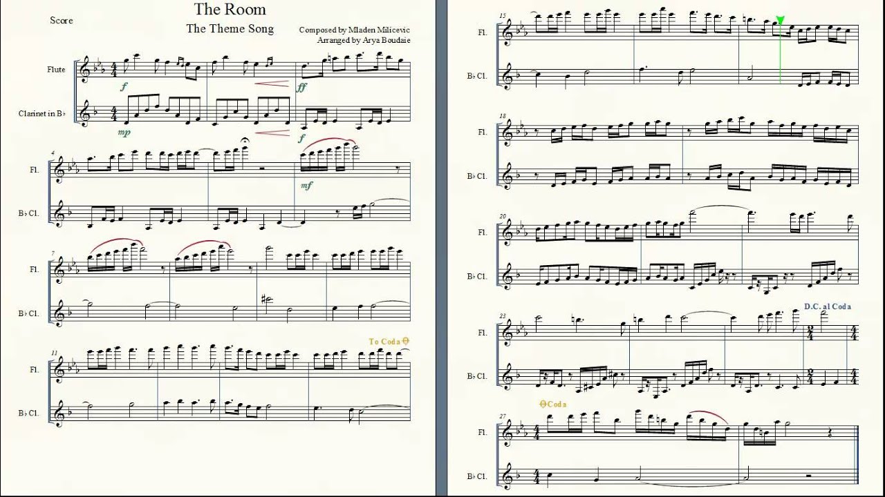 the room theme flute clarinet duet youtube how to train your dragon clarinet sheet music