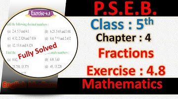 EXERCISE 4.8 PSEB CLASS 5TH MATHS CHAPTER 4  FRACTIONS PSEB 5TH MATHS 4.8