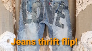 Jeans diy! Upcycling a pair of thrifted Levi's.