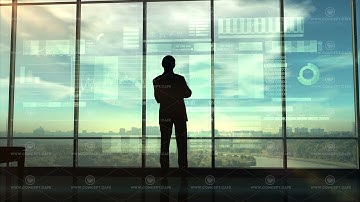 Silhouette of a trader in the office before infographics