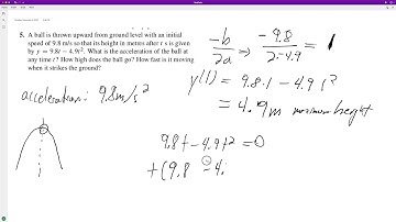 A ball is thrown upward from ground level with an initial speed of 9.8