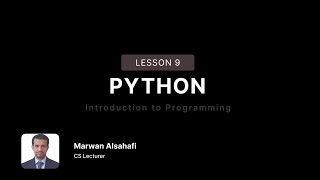Introduction to Programming using Python lesson 09