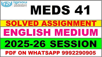 MEDS 041 solved assignment 2025-26 in English || meds 041 solved assignment 2026 || meds41 2025-26