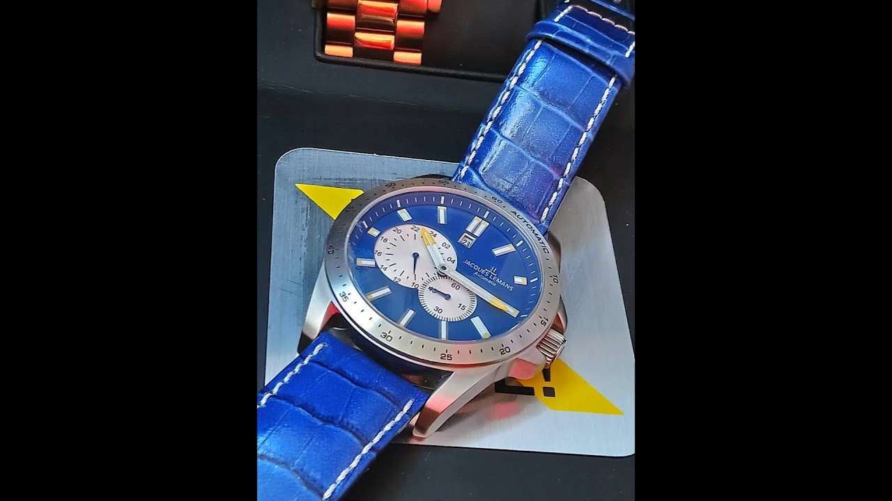 Automatik Lemans - blau Jacques Edelstahl 1-1775C Lederband ÖZEN YouTube SAAT Liverpool 1775