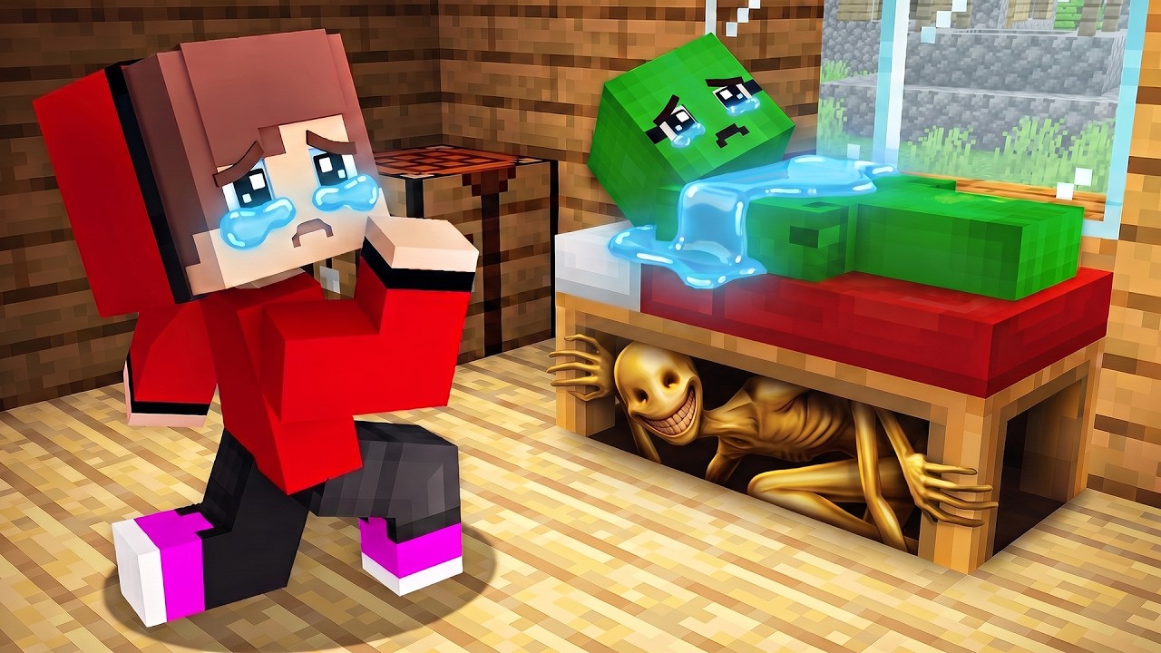 Verity hides under the bed in Minecraft to catch Zenichi and Mikey