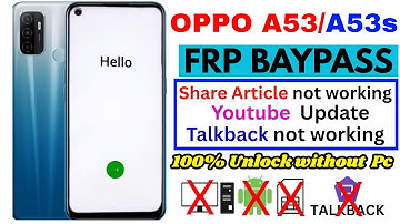 How to Baypass Frp Oppo A53/A53s !! Frp Lock Remove Without Pc,Share Article Not Working