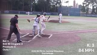Brady Haff, Class of 2028, LHP goes 5.0 IP, 8 K, 0 BB, 1 PIK in PG Quarterfinal, Top Velo: 88 MPH