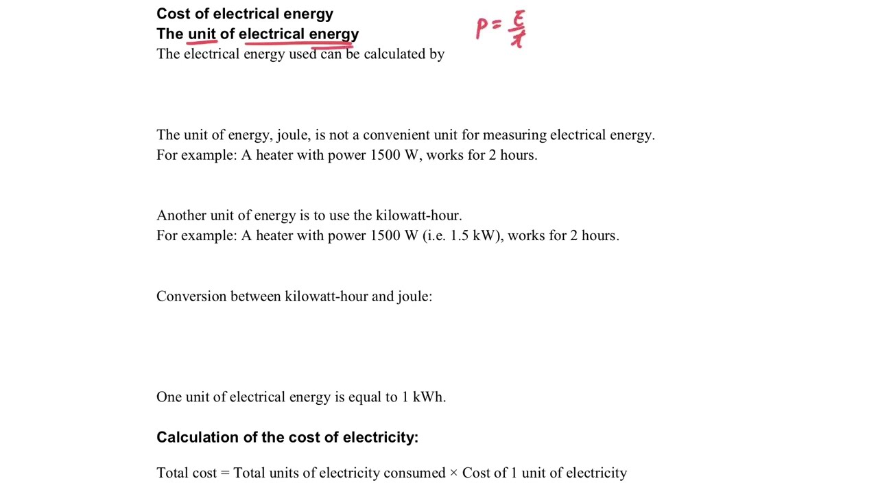Domestic electricity (Part 3.3 Cost of electricity) YouTube