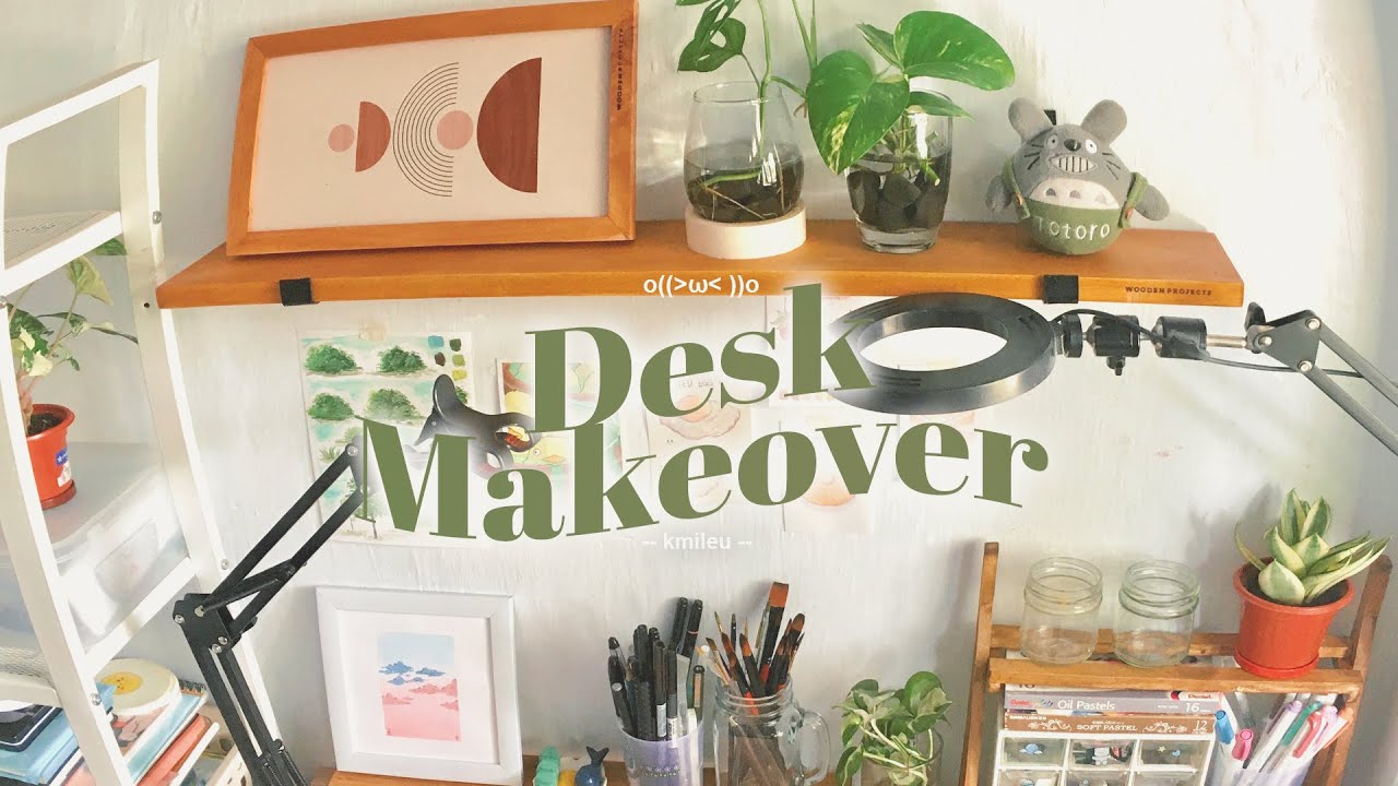 aesthetic desk makeover ✨🌿•  pinterest inspired 🍒 | warm & cozy🌻- Indonesia