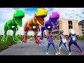 Scary Teacher 3D Spider-Man VS Superhero Dinosaurs in Jurassic World | (Action Real Life )