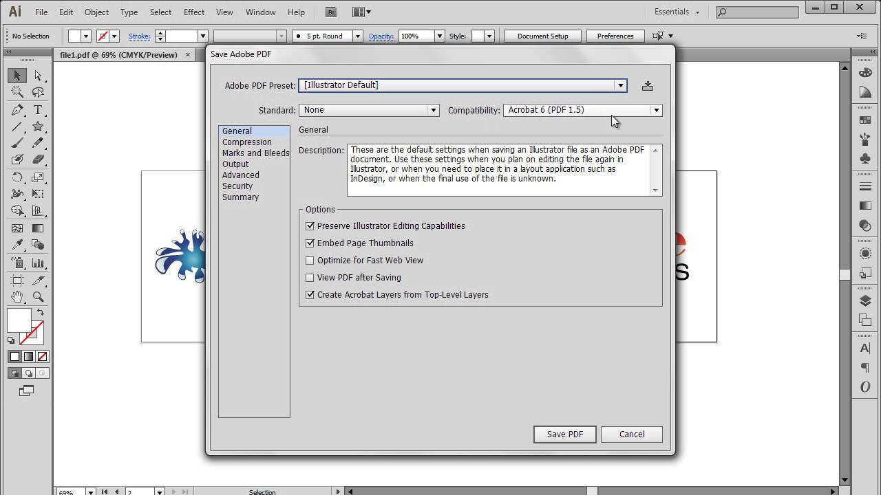 How To Save File As Pdf In Illustrator Youtube