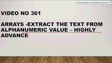 Learn Excel - Video 361- Arrays- How to extract TEXT from alphanumber Index Offset row mid iferror