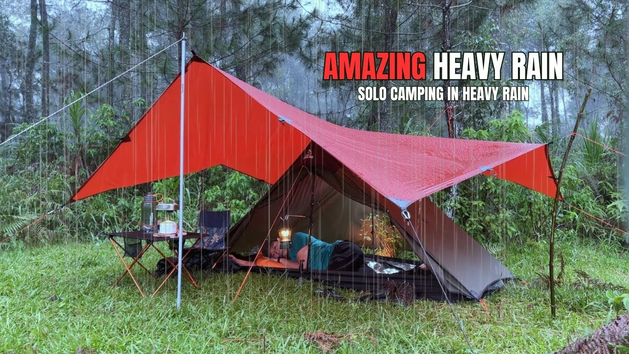 SOLO CAMPING HEAVY RAIN - RELAXING RAIN SOUNDS ASMR - YouTube