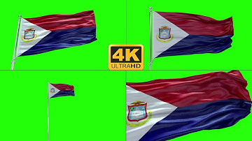 Sint Maarten flag green screen 4k