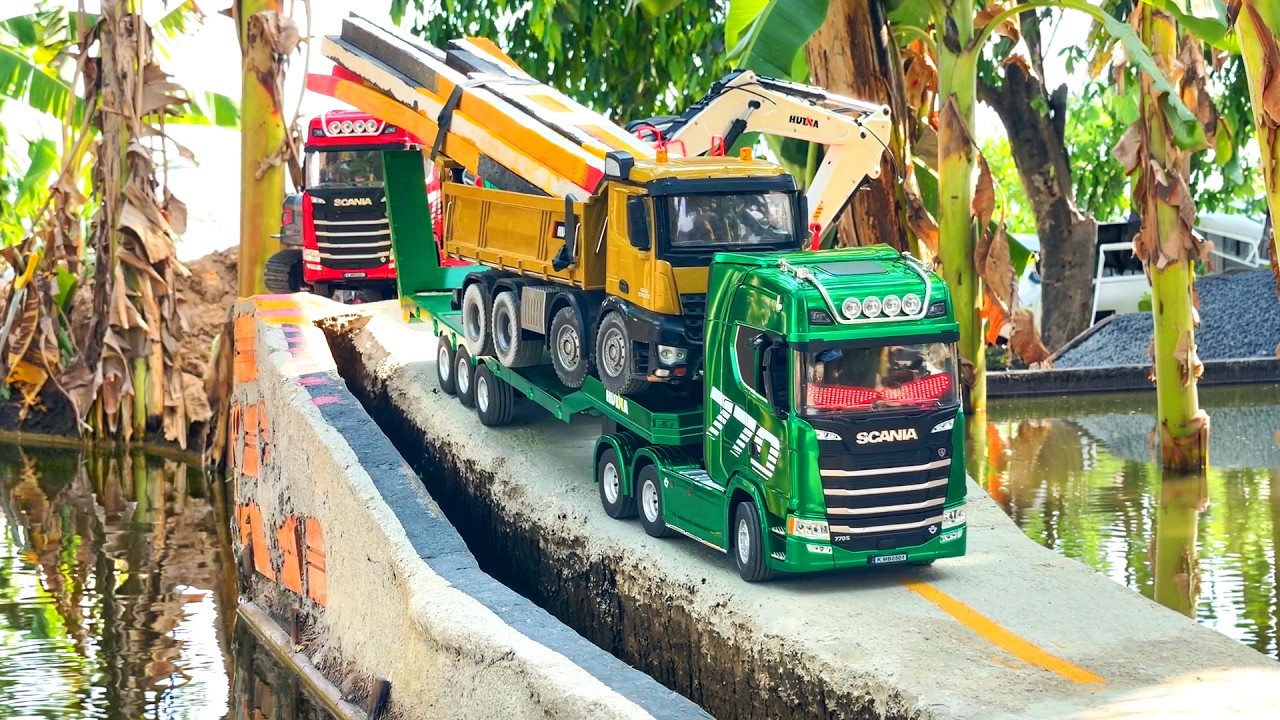 Day 19 ! RC Green Truck Scania 770S V8 Scania 770 1501 Trailer Transport On Way Full  Extreme -Huina