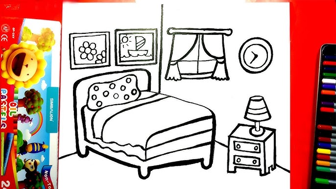 Draw A Simple But Beautiful Bedroom - How To Draw A Cute Bedroom - Youtube